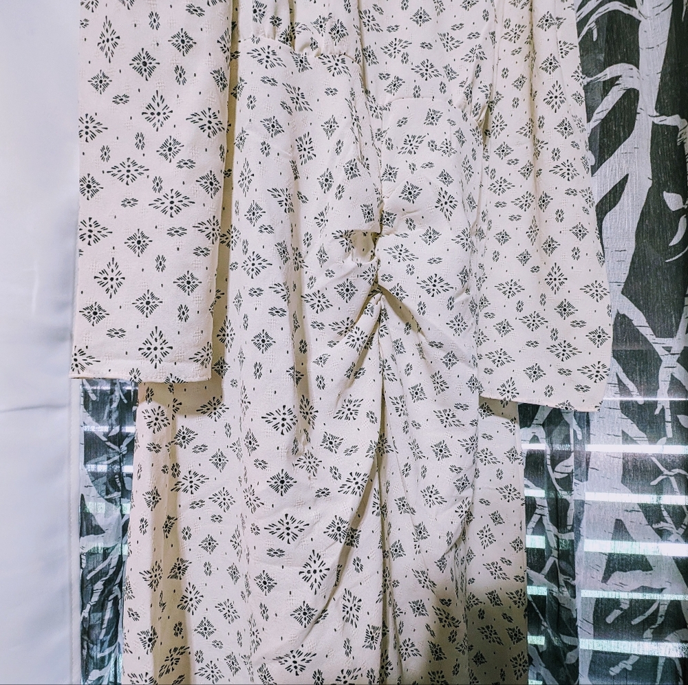 Mango Outlet Printed Ruched Size 8 Dress